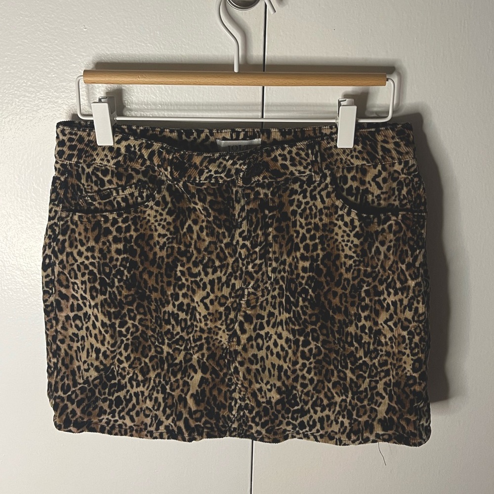 Leopard Corduroy Mini Skirt